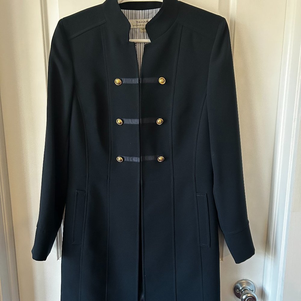 Tahari Long Navy Coat Blazer